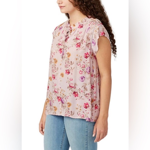 Buffalo David Bitton, Pink Floral Blouse, Size XL - Picture 3 of 10